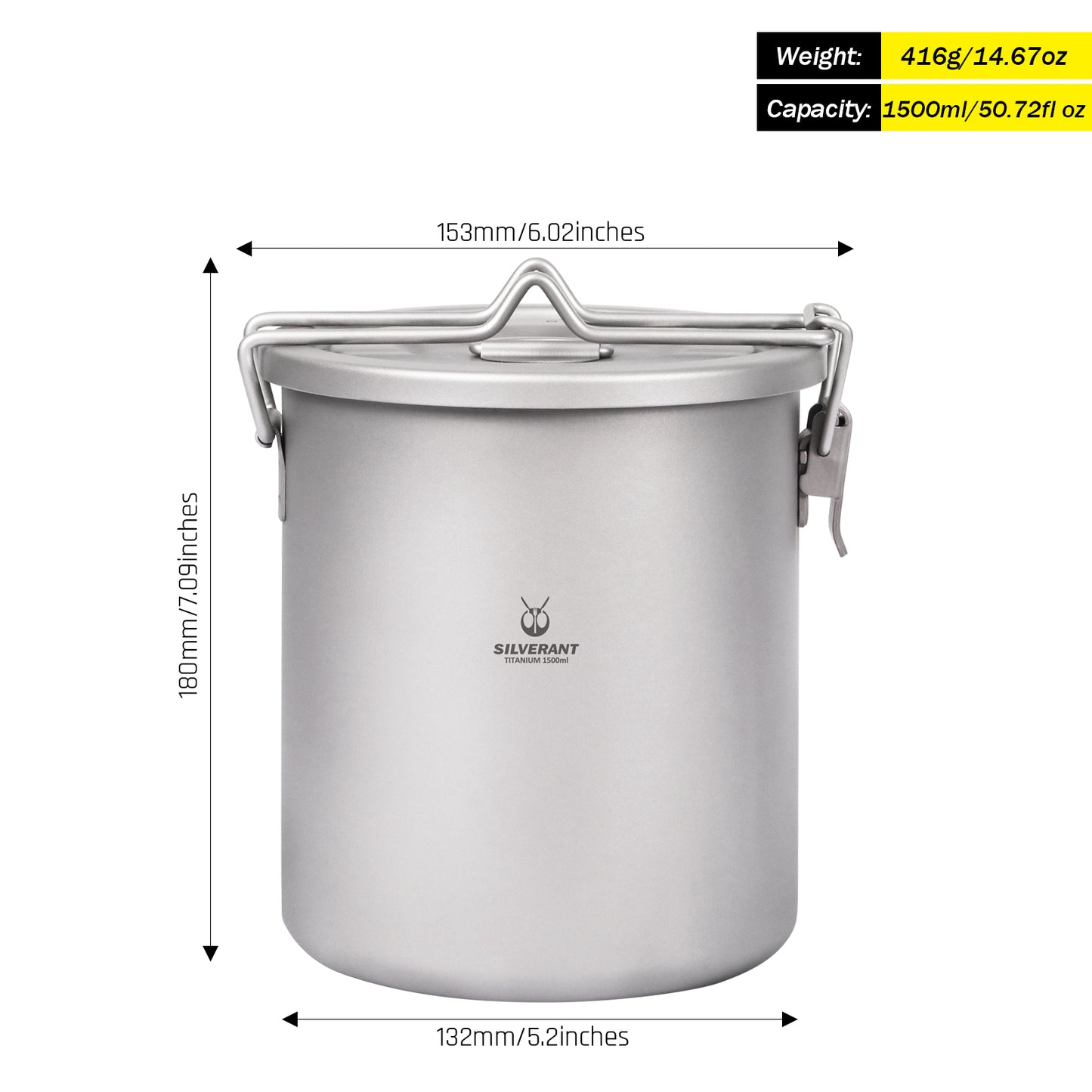 SilverAnt Titanium Rice Cooker - outer pot dimension and weight