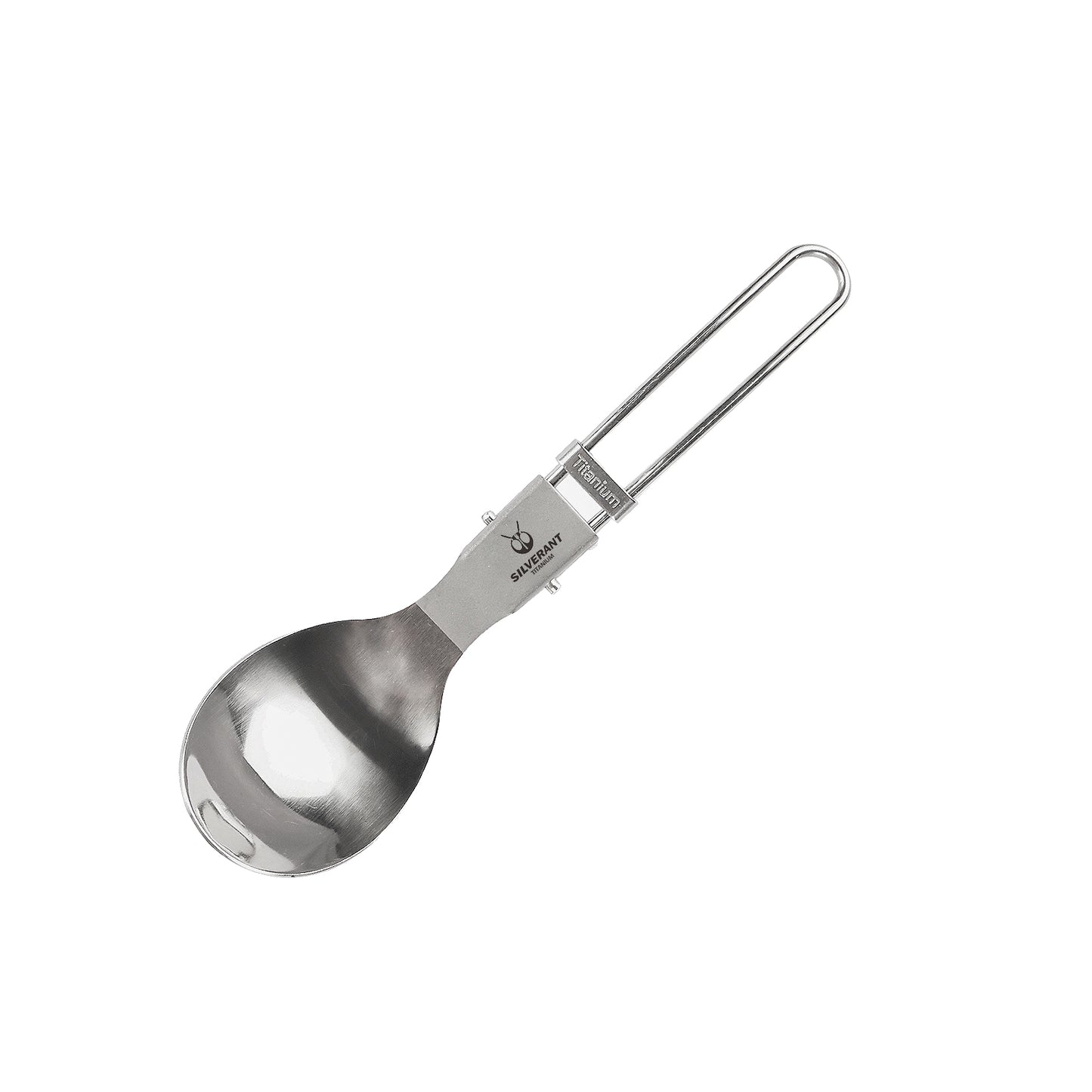 SilverAnt Outdoors Ultralight Titanium Folding Spoon - Polished Finish
