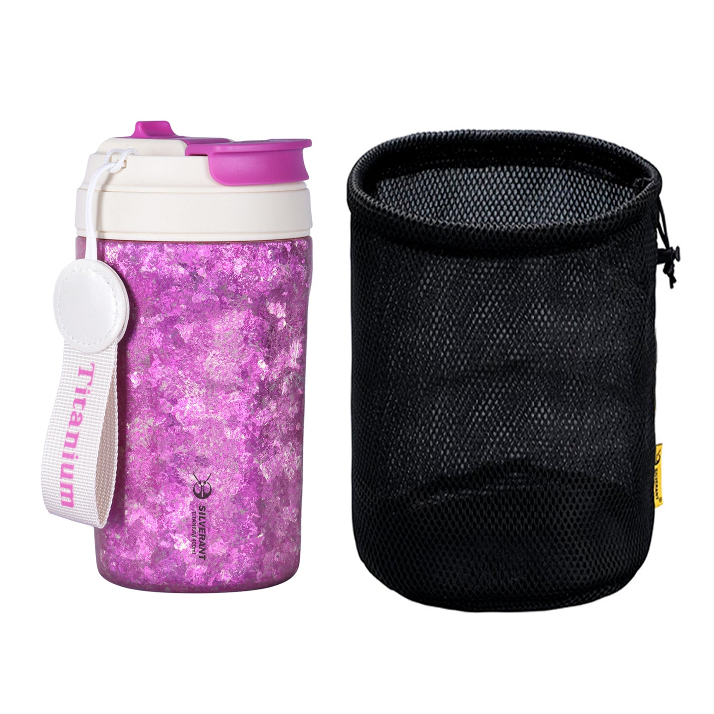 Crystallized Titanium Insulated Travel Coffee Mug with Lid 400ml/14 fl oz - Bold Purple