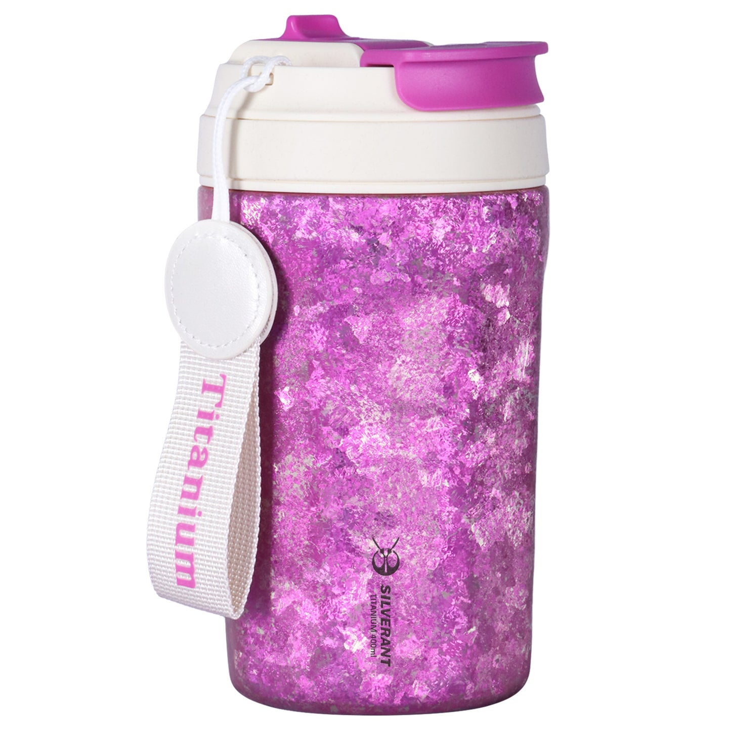 Crystallized Titanium Insulated Travel Coffee Mug with Lid 400ml/14 fl oz - Bold Purple