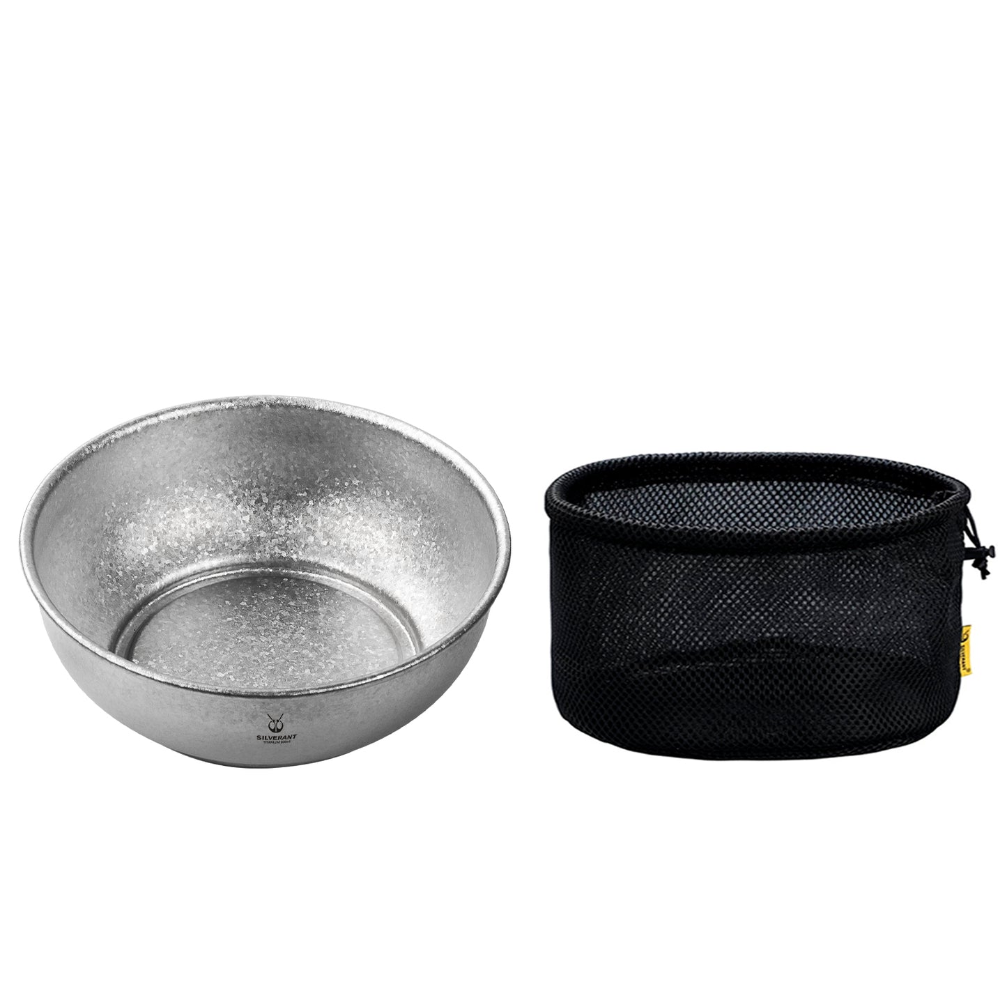 SilverAnt Titanium Camping Bowl 800ml/27.05 fl oz Crystallized Finish - meshbag