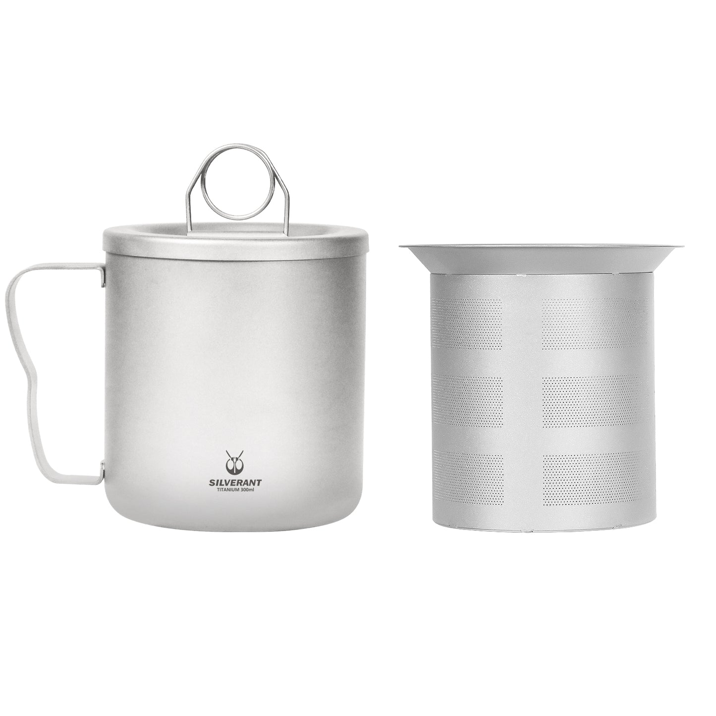 SiliverAnt Titanium Double Wall Mug 300ml/10.14fl oz  - with classic handles