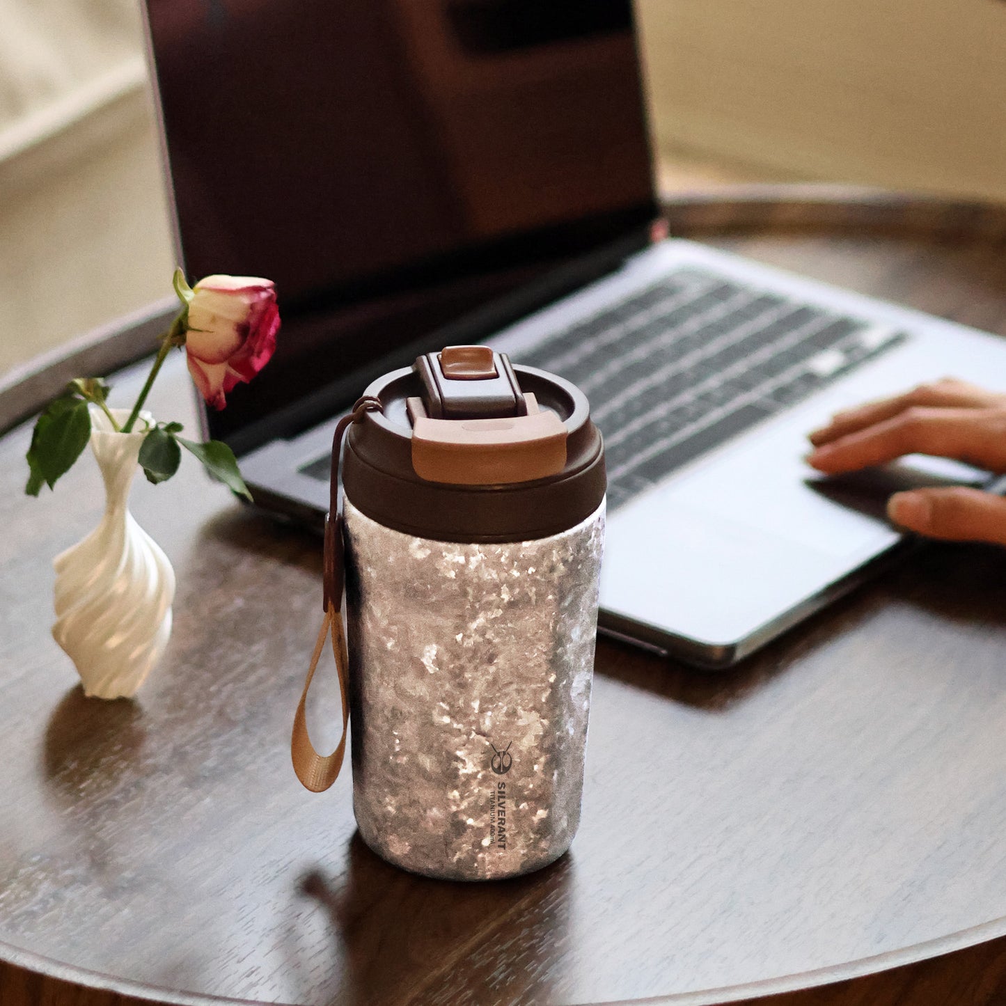 Crystallized Titanium Insulated Travel Coffee Mug with Lid 400ml/14 fl oz - 4 colors