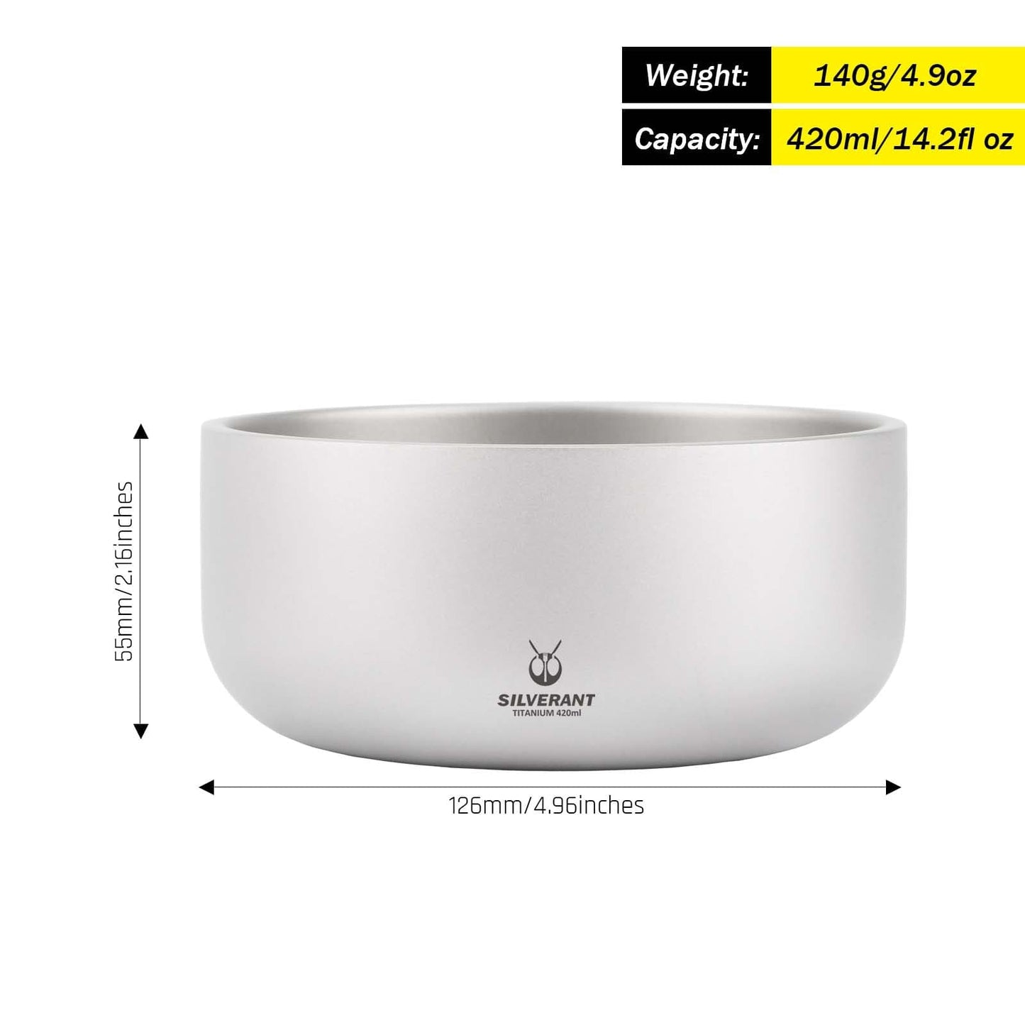 Titanium Backcountry Double-Wall Bowl 420ml/14.2fl oz - size