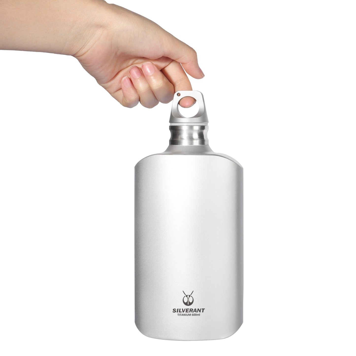 Titanium Water Bottle 600ml/21 fl oz - Slim - SilverAnt Outdoors