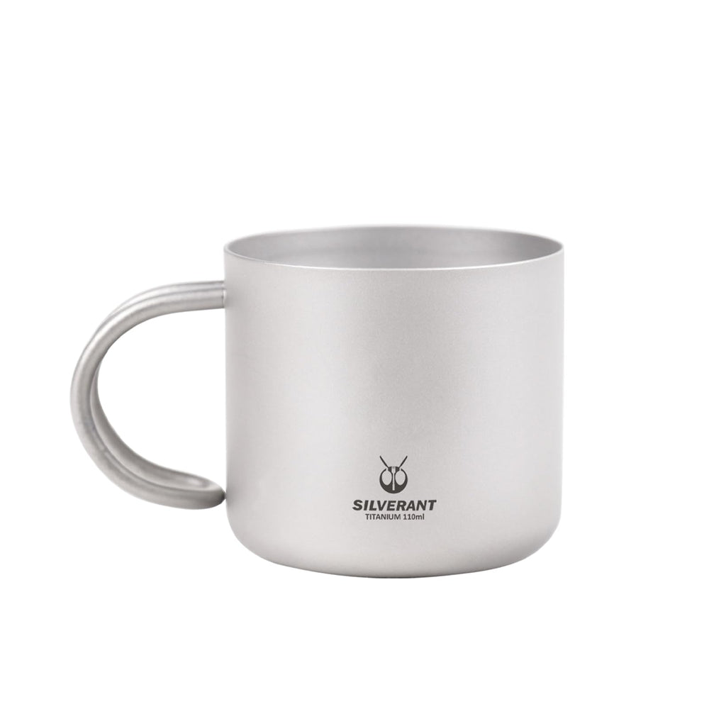 Titanium Double Wall Coffee Cup with Handle 110ml/3.71 fl oz - SilverAnt Outdoors