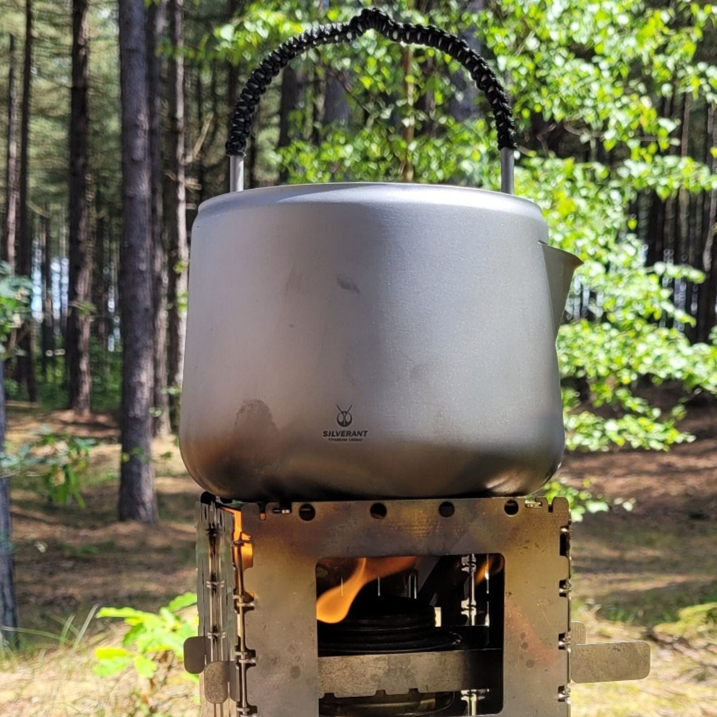 giant kettle boilers outdoor SilverAnt Large Titanium Kettle for Camping | 1400ml/49 fl oz | Ultralight, Corrosion-Resistant, Biocompatible
