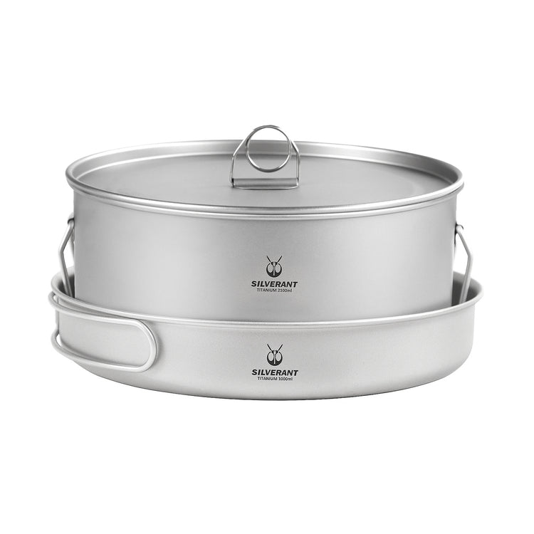 SilverAnt Large 2-Piece Titanium Pot & Pan Camping Cookware Set