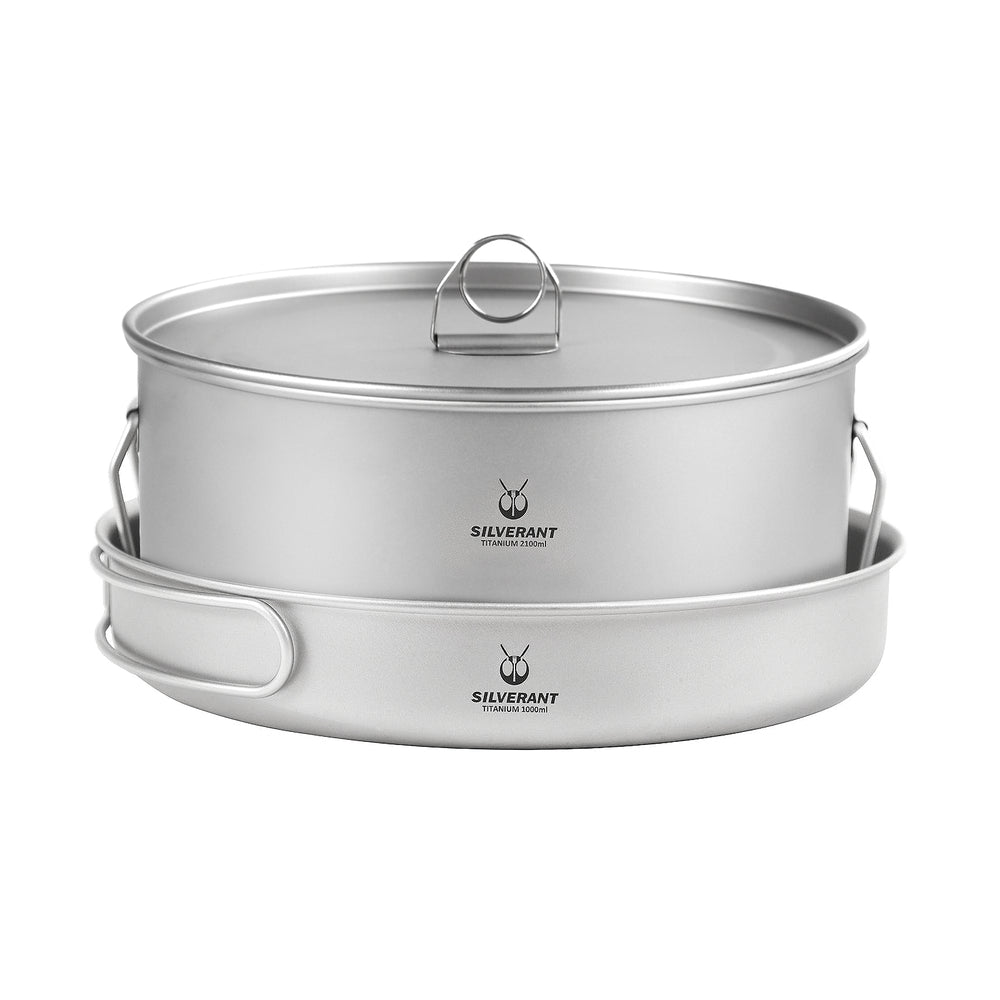 Large 2-Piece Titanium Pot & Pan Camping Cookware Set Cover image