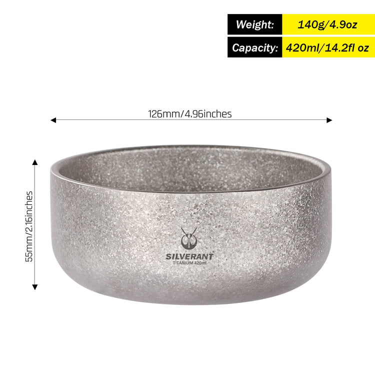 
                  
                    SilverAnt Crystallized Titanium Backcountry Double-Wall Bowl 420ml/14.2fl oz
                  
                