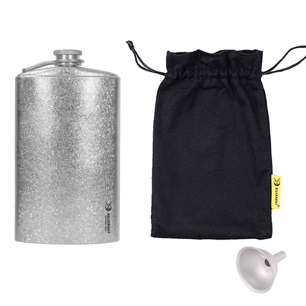 
                  
                    SilverAnt Outdoors - Large Titanium Hip Flask & Funnel 500ml/17.59 fl oz Crystaillized finish - the  package
                  
                