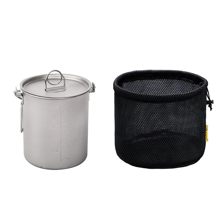 
                  
                    Titanium Pot 750ml/25 fl oz with Lid and Bail Handle - SilverAnt Outdoors
                  
                