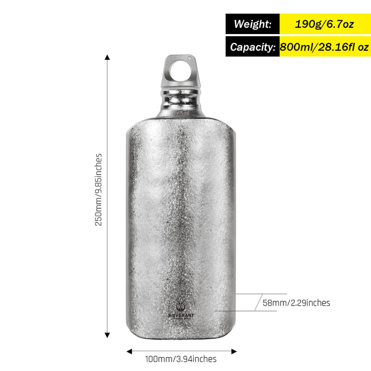 
                  
                    Titanium Water Bottle 800ml/28.16 fl oz - Slim - SilverAnt Outdoors
                  
                