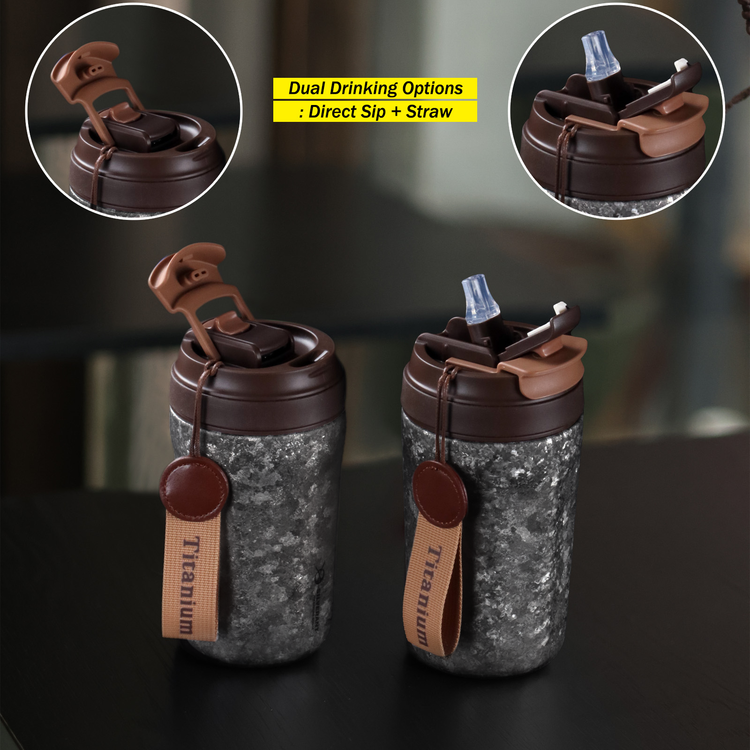 
                  
                    Black Crystallized Titanium Insulated Travel Coffee Mug with Lid 400ml/14 fl oz-SilverAnt Outdoors
                  
                