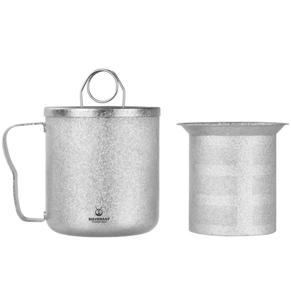 Crystallized Titanium Double-wall Mug with Lid 300ml/10.14 fl oz - Classic Handle