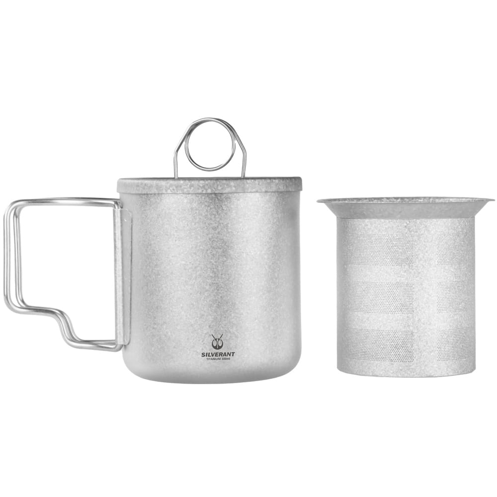 Crystallized Titanium Double-wall Mug with Lid 300ml/10.14 fl oz - Folding Handles