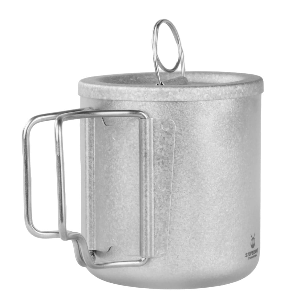 Crystallized Titanium Double-wall Mug with Lid 300ml/10.14 fl oz - Folding Handles