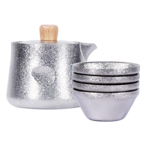 SilverAnt Crystallized Titanium Breeze Travel Teapot & Cups Set