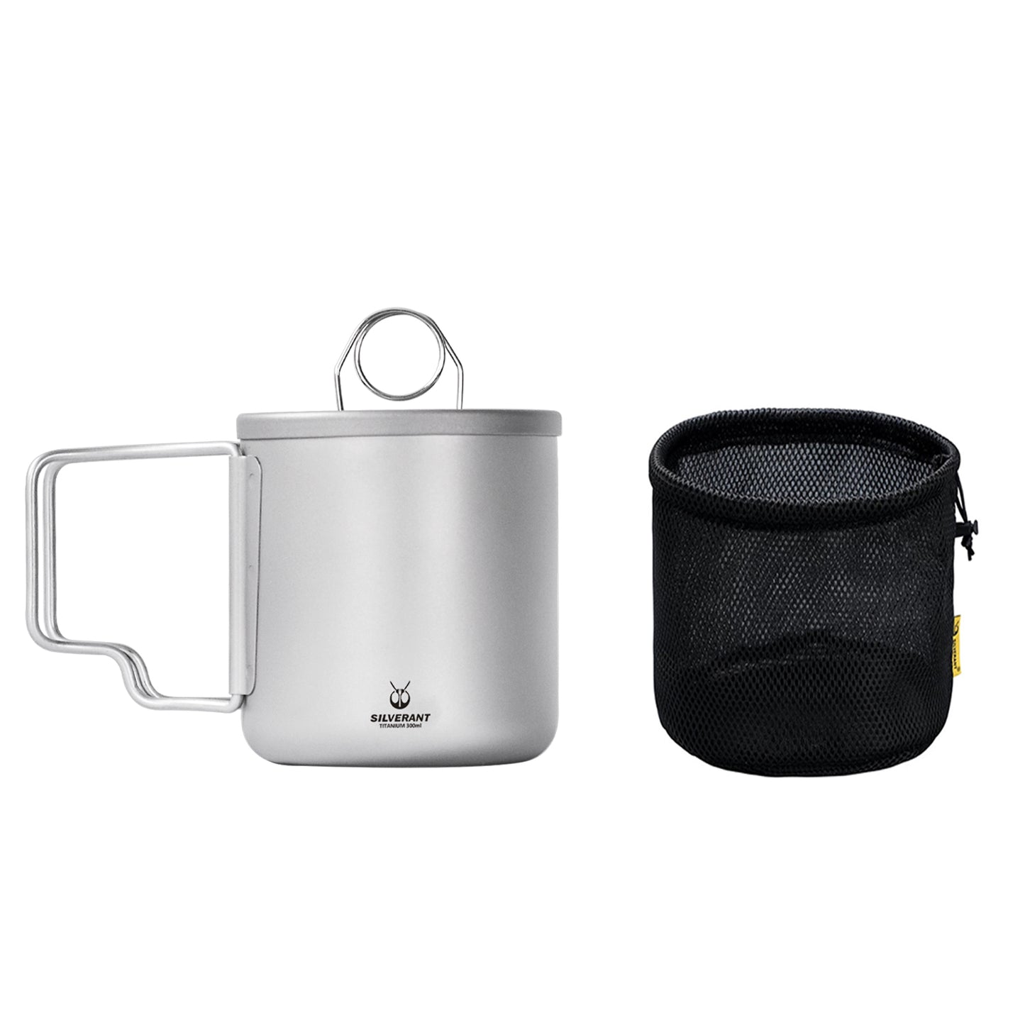 SiliverAnt Titanium Double Wall Mug 300ml/10.14fl oz  - with folding handles