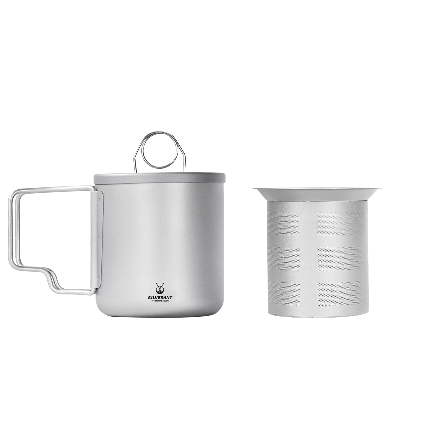 SiliverAnt Titanium Double Wall Mug 300ml/10.14fl oz  - with folding handles