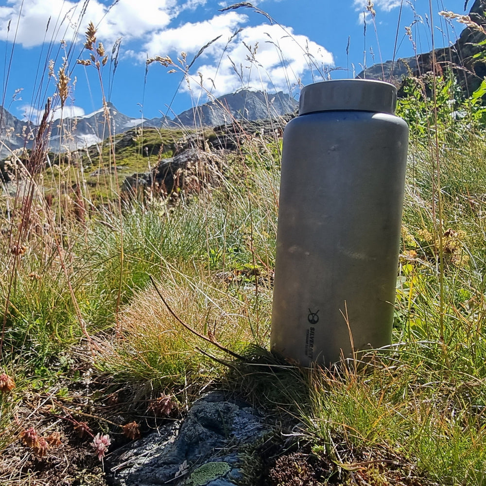 
                  
                    Large Titanium Water Bottle 1200ml/42.2 fl oz - Wide Mouth - SilverAnt Outdoors
                  
                