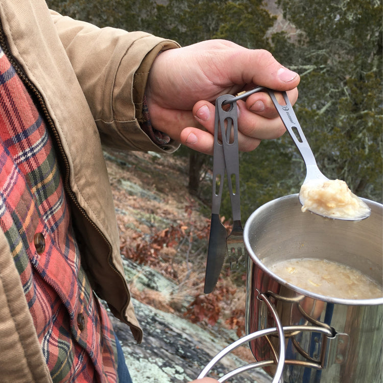 
                  
                    Titanium 3-Piece Cutlery Set (Knife, Fork and Spoon) - SilverAnt Outdoors
                  
                