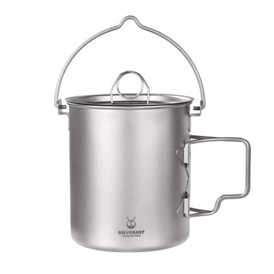 titaniumpot with lid and handles on a white background, featuring the Silverant brand.