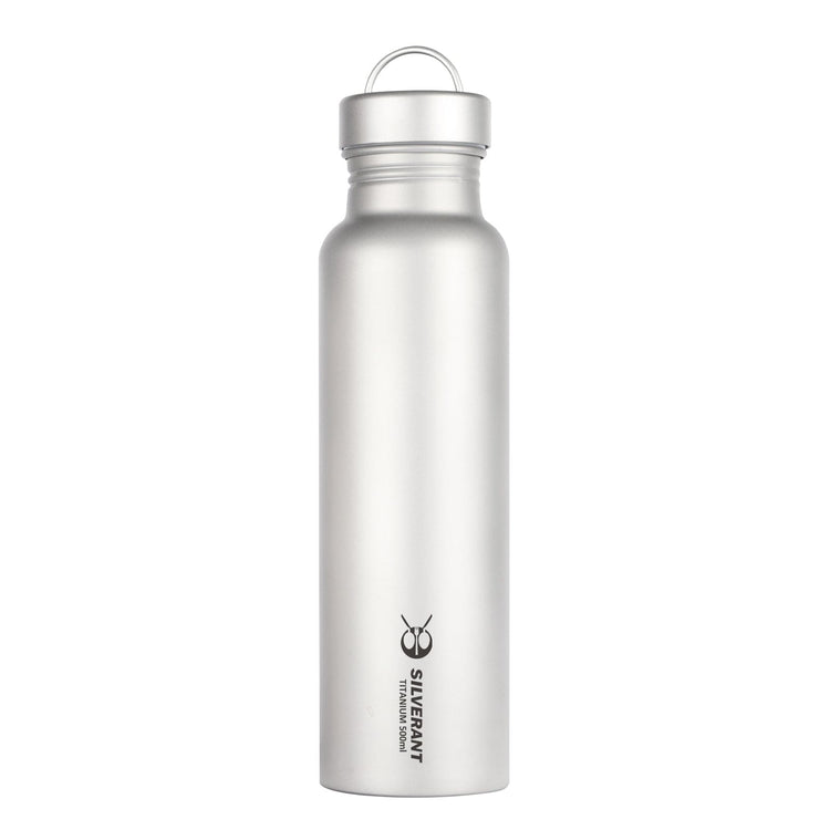 Round Titanium Water Bottle - 500ml/17.6 fl oz & 800ml/28.1 fl oz - SilverAnt Outdoors