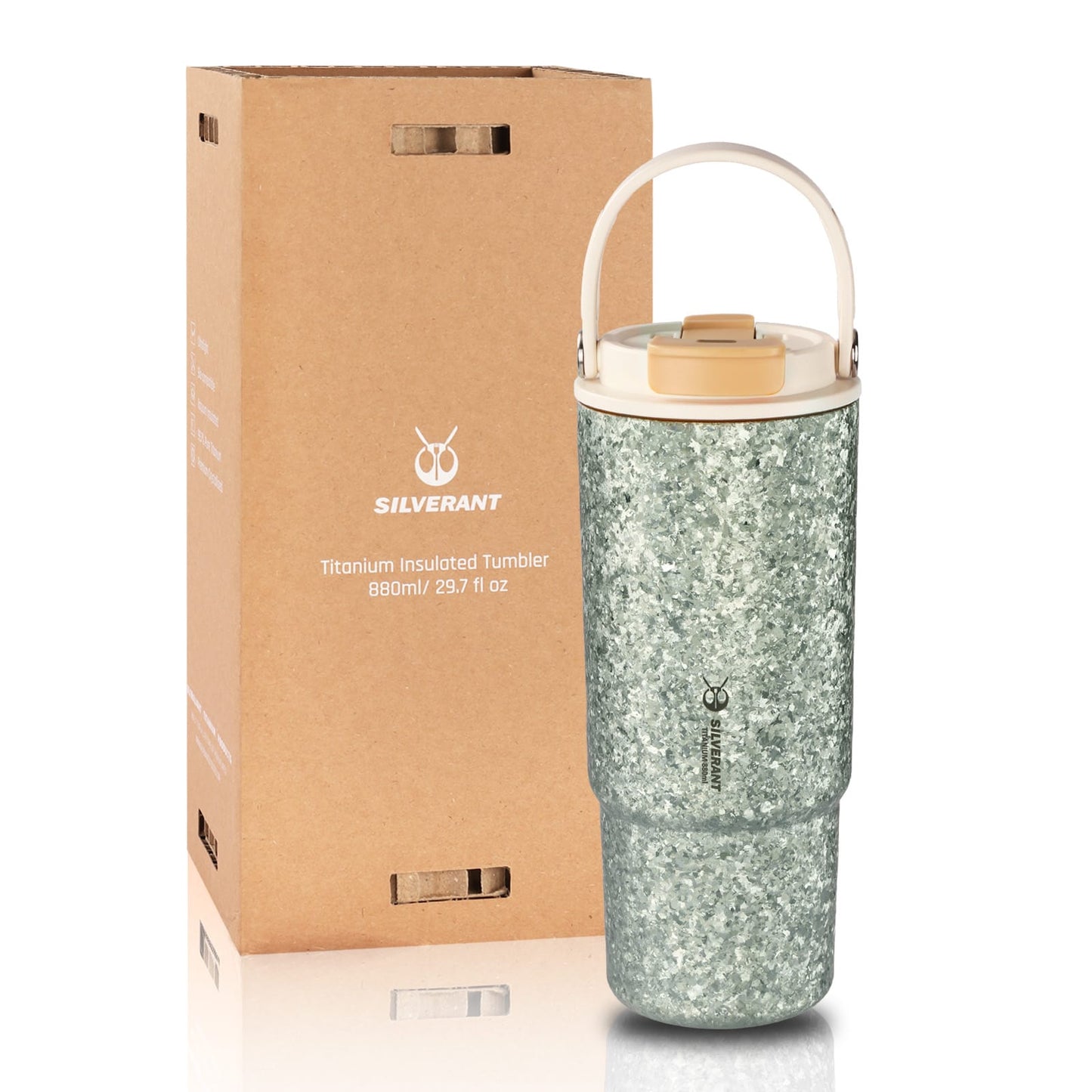 SilverAnt Crystallized Titanium Insulated Tumbler 880ml / 29.76 fl oz - Green