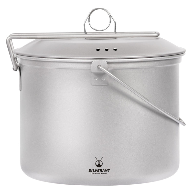SilverAnt Large Titanium Camping Pot with Lid 2L/67.63 fl oz