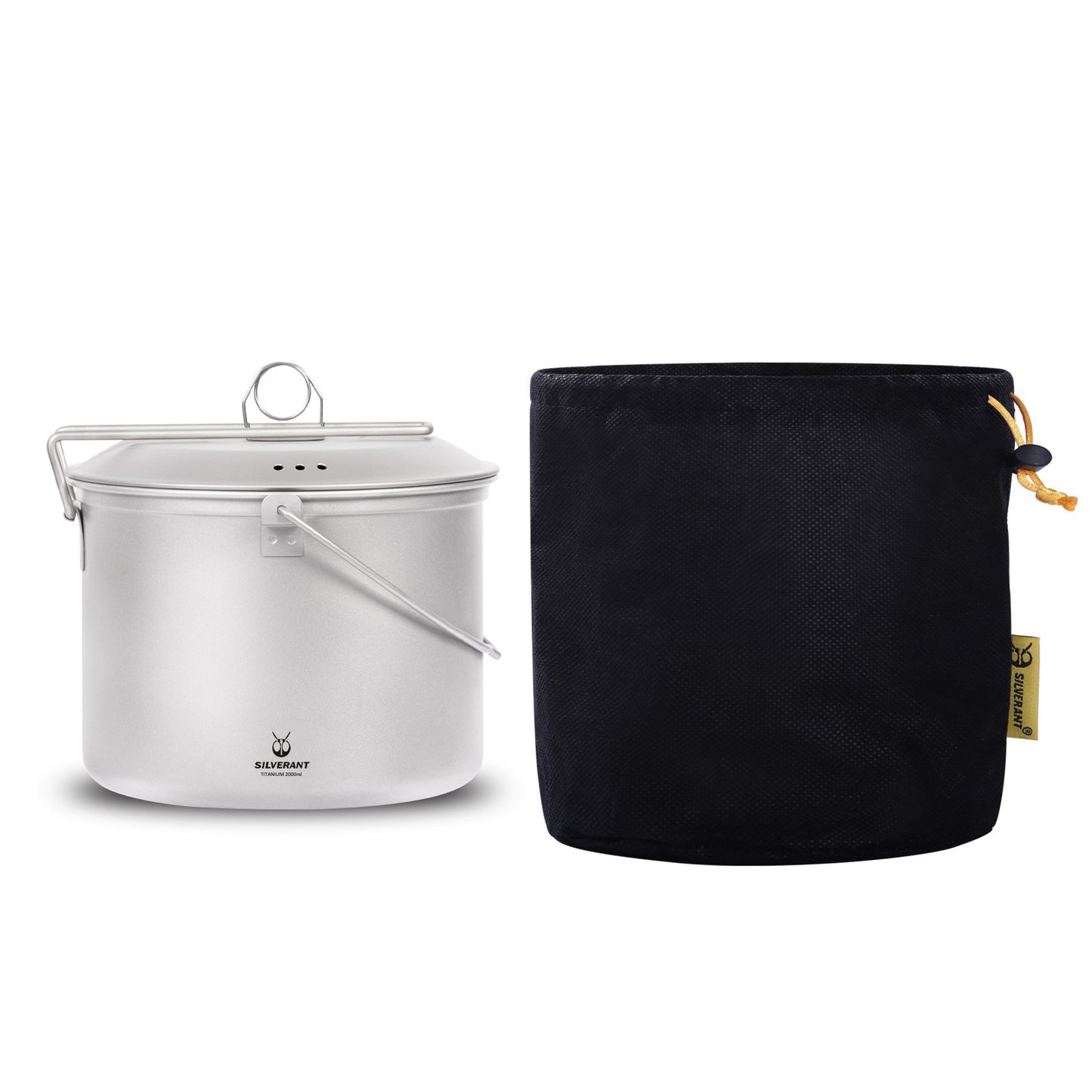 SilverAnt Large Titanium Camping Pot with Lid 2L/67.63 fl oz