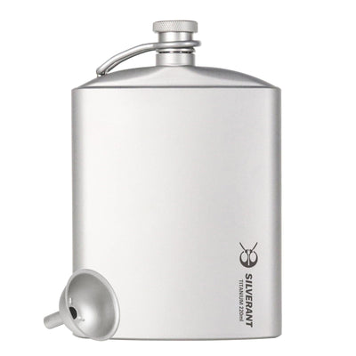 SilverAnt Sandblasted Titanium Hip Flask With Funnel - 220ml/7.74 fl oz