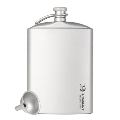 SilverAnt Sandblasted Titanium Hip Flask and Funnel 248ml/8.73 fl oz