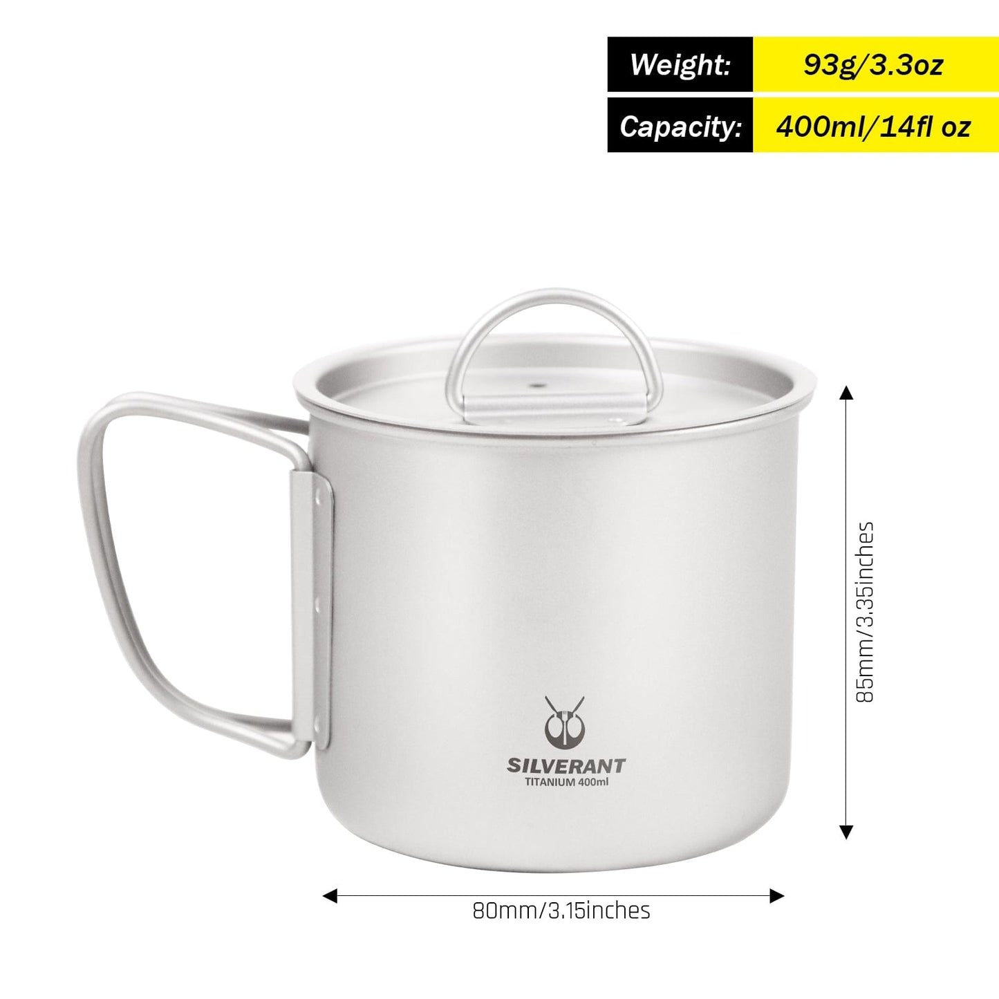 
                  
                    SilverAnt Titanium Coffee French Press Kit with Cup & Grounds Container - cup dimension
                  
                