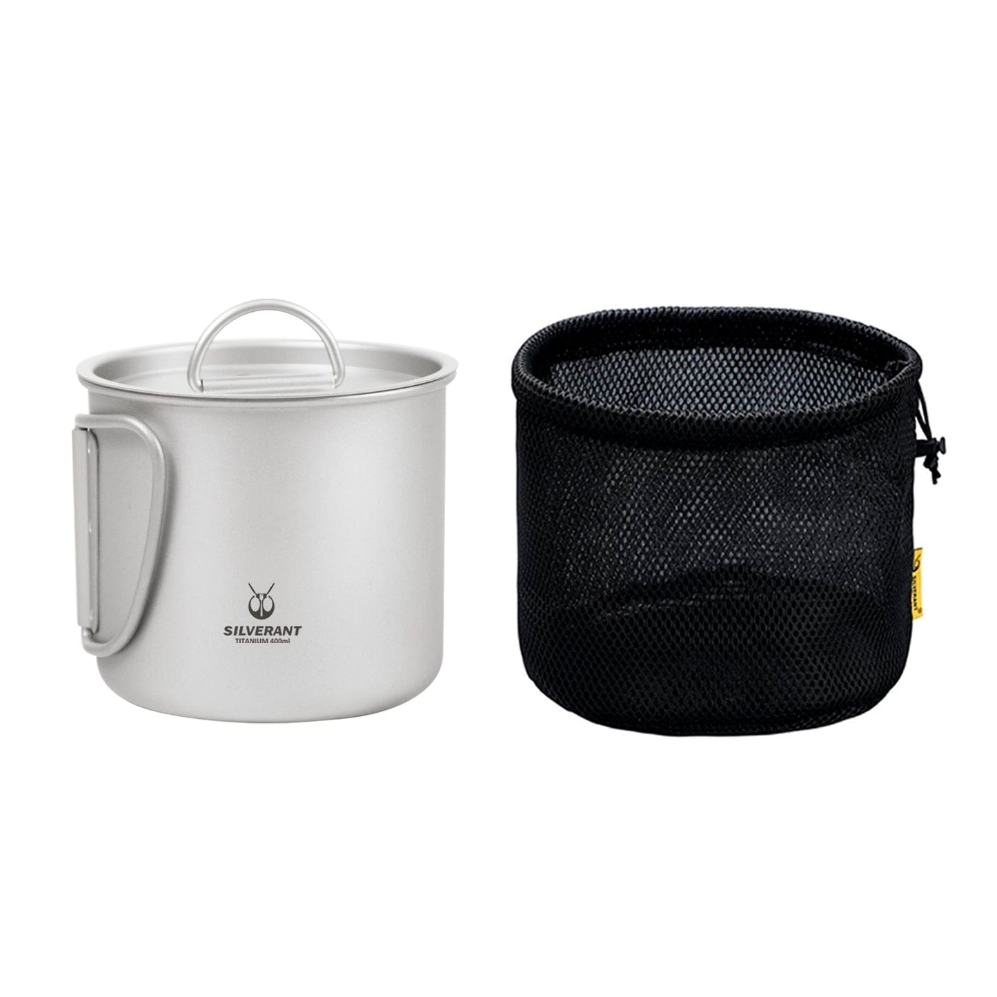 SilverAnt Titanium Coffee French Press Kit with Cup & Grounds Container - cup package