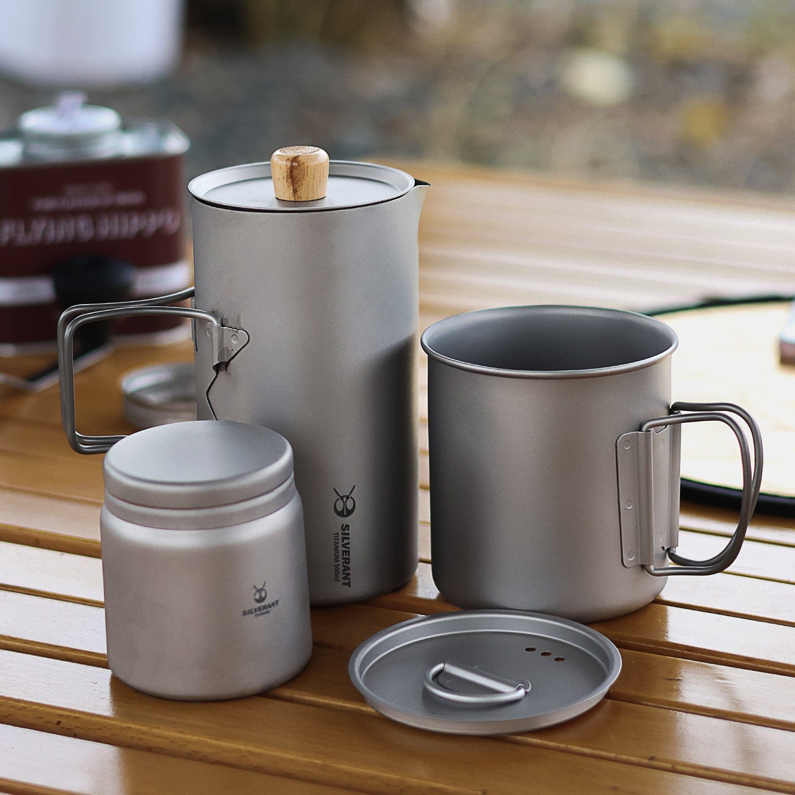 Titanium Coffee French Press Kit with Cup & Container | SilverAnt