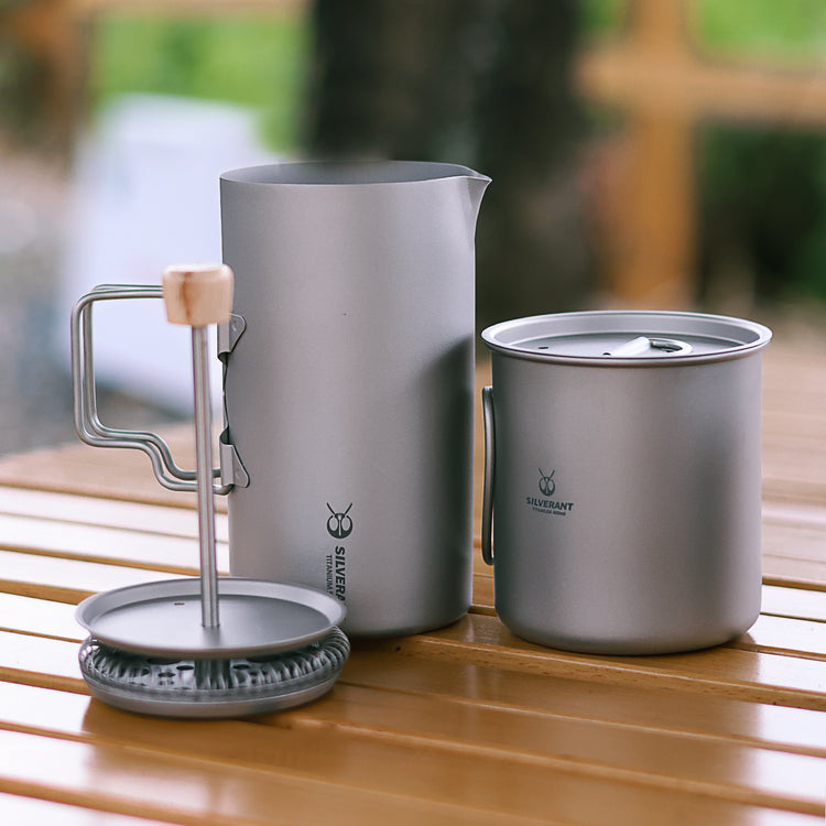 
                  
                    SilverAnt Titanium Coffee French Press Kit with Cup & Grounds Container
                  
                
