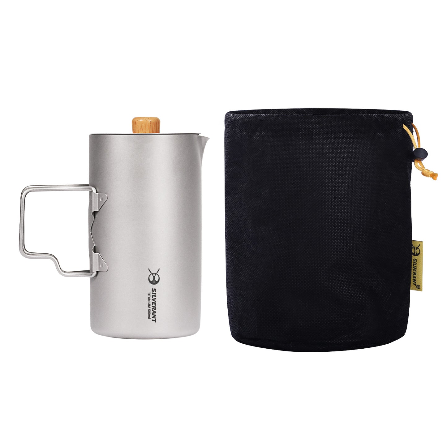 SilverAnt Titanium Coffee French Press Kit with Cup & Grounds Container - package