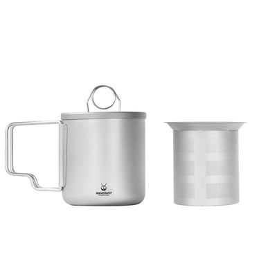 SilverAnt Titanium Double Wall Mug 300ml/10.14fl oz - With folding handles - Main image