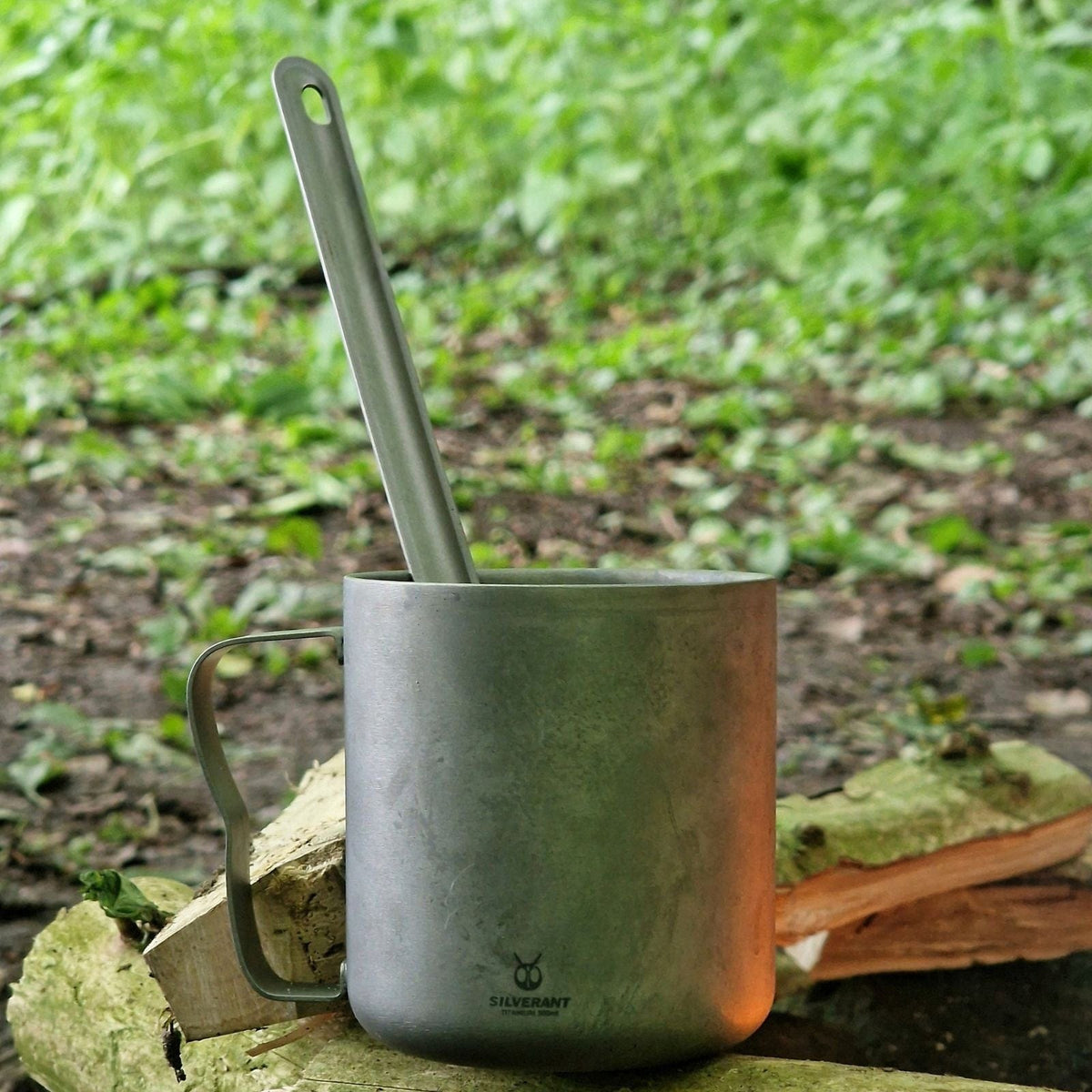 SilverAnt Titanium Double Wall Mug 300ml/10.14fl oz Classic Handles - Actual product photo, real life still, lifestyle shot