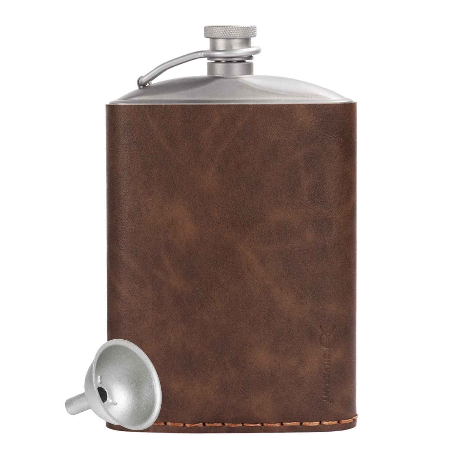 SilverAnt Titanium Hip Flask and Funnel & pu leather sleeve 248ml/8.73 fl oz