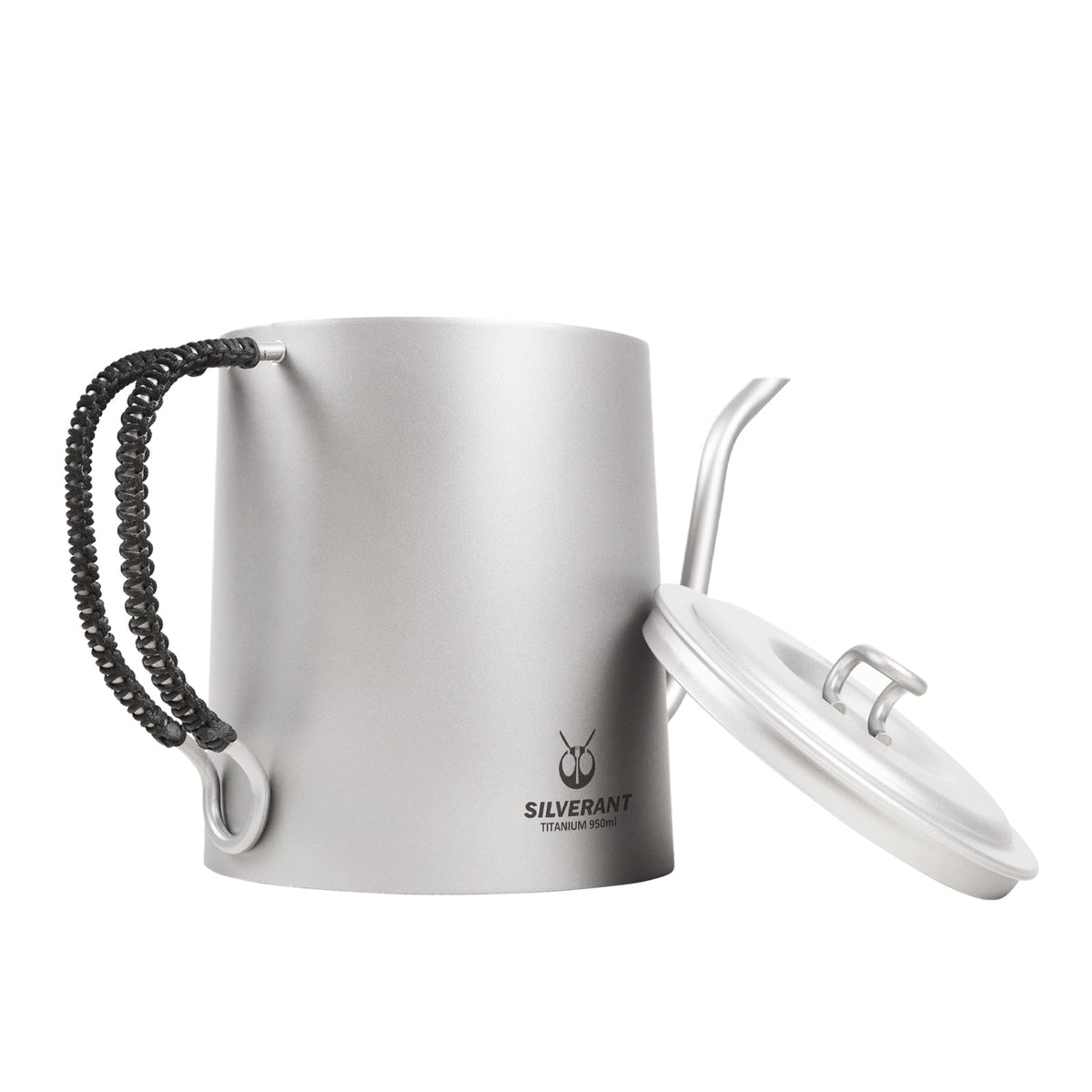SilverAnt Titanium Pour Over Kettle Sandblasted 950ml/33.4 fl oz - Alternate tilted angle showing side