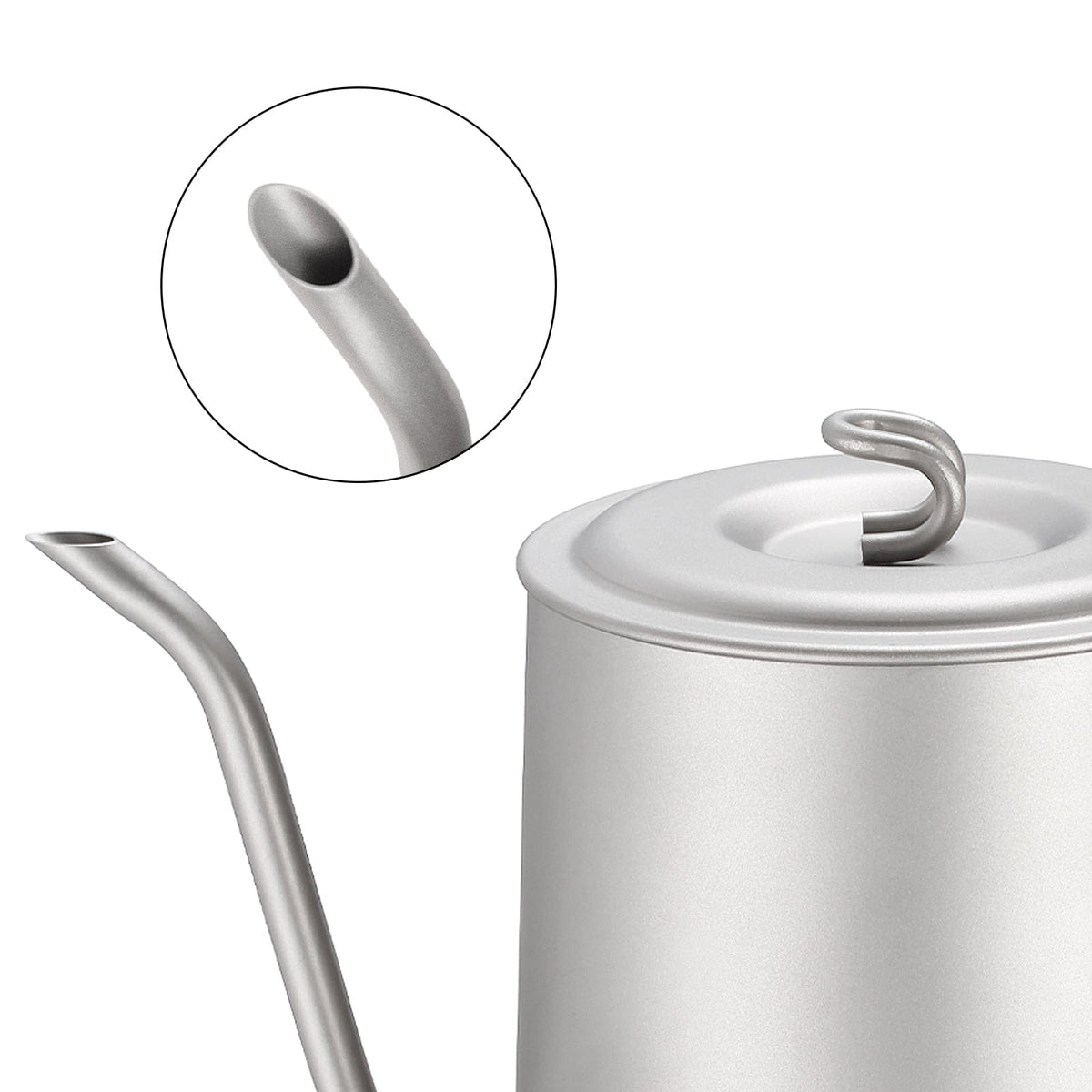 SilverAnt Titanium Pour Over Kettle Sandblasted 950ml/33.4 fl oz - Close-up of spout