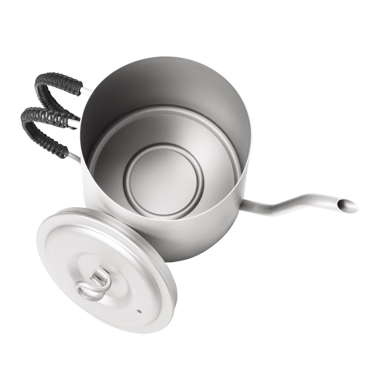 SilverAnt Titanium Pour Over Kettle Sandblasted 950ml/33.4 fl oz - Top angle view, showing inside of kettle
