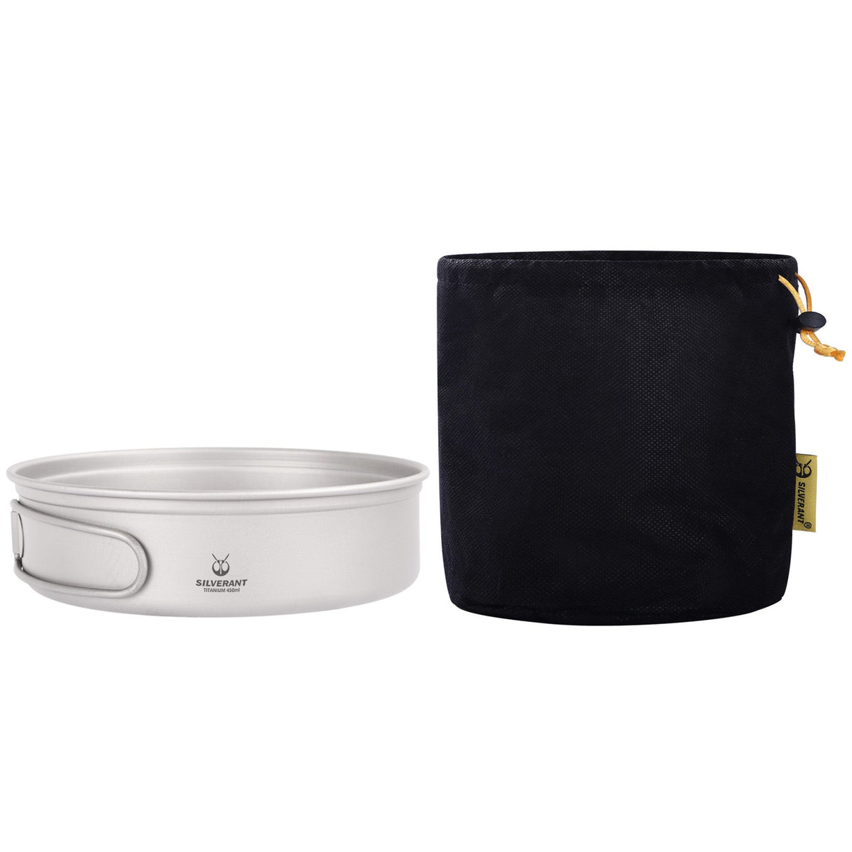 SilverAnt Ultralight 2-Piece Titanium Cookware Set - Titanium Frying Pan 450ml/15.2 fl oz with Drawstring Mesh Bag (included with purchase)