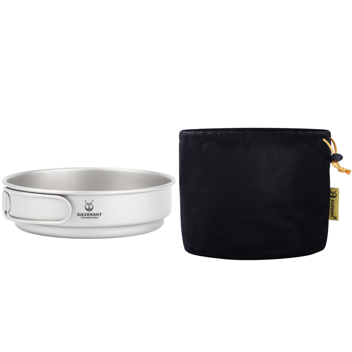 SilverAnt Outdoors Titanium Frying Pan 500ml/17.5 fl oz with Drawstring Mesh Bag (included with purchase)