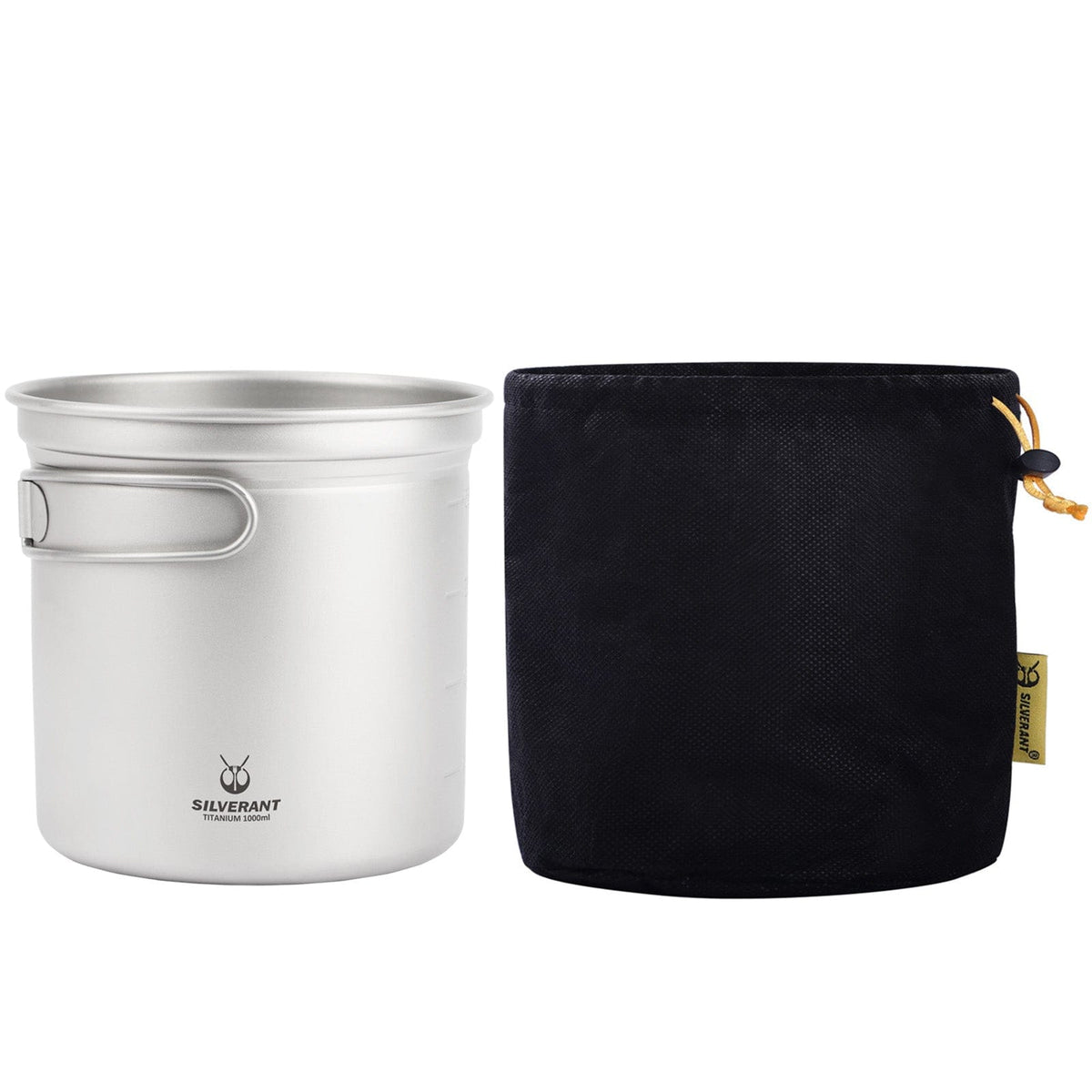 SilverAnt Ultralight 3-Piece Titanium Camping Cookware Set - Camping Pot 1000ml/35 fl oz with Drawstring Mesh bag (included with purchase)