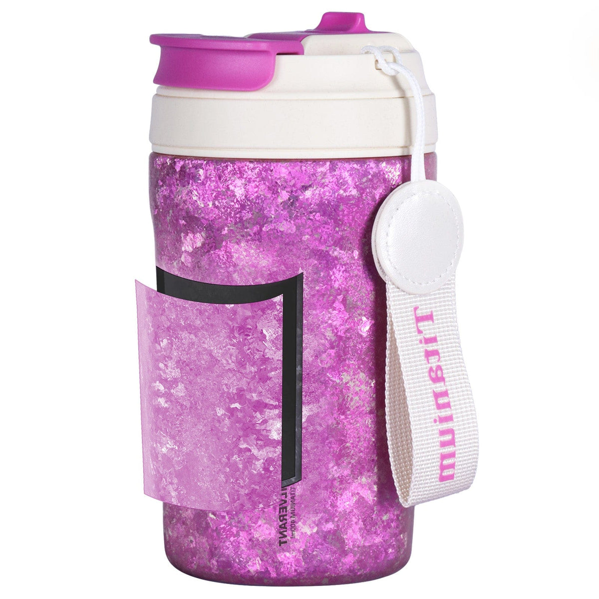 SilverAnt Ultralight Crystallized Titanium Insulated Travel Coffee Mug with Lid 400ml/14 fl oz Bold Purple - Cross-section of double-walling