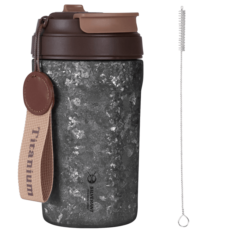 
                  
                    SilverAnt Ultralight Crystallized Titanium Insulated Travel Coffee Mug with Lid 400ml/14 fl oz Black Crystallized - Main image with free straw cleaner
                  
                