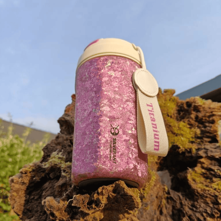 
                  
                    SilverAnt Ultralight Crystallized Titanium Insulated Travel Coffee Mug with Lid 400ml/14 fl oz Bold Purple - Bottom view shot, actual product photo, real life still, lifestyle shot
                  
                